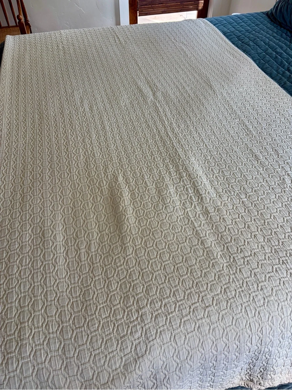 Peacock Alley Quilted Queen Coverlet - Linen Colored Cotton Bedspread